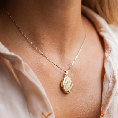 Pendentif Photo ovale classique, Or jaune 375, 14x18mm - Emanessence