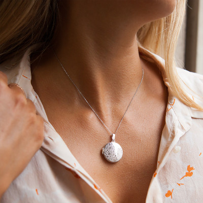 Pendentif Photo pointillé, Argent rhodié, 22mm - Emanessence