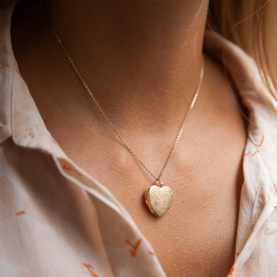 Pendentif Photo coeur pointillés, Or jaune 375, 17x18mm - Emanessence