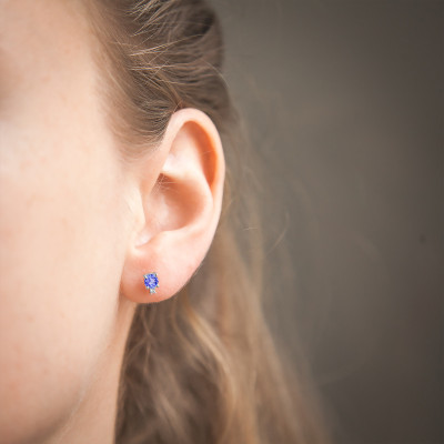 Boucles d'oreilles Diamant & Tanzanite, Or Blanc - Aurora