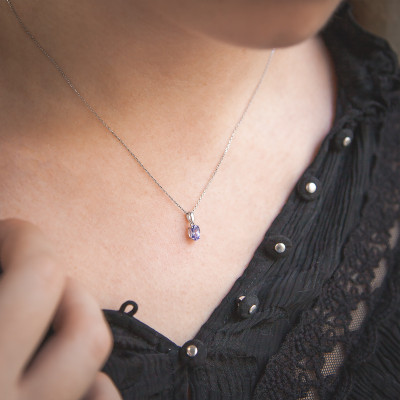 Pendentif Tanzanite Ovale, Or blanc - Aurora