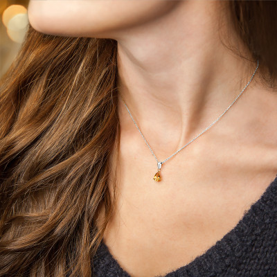 Pendentif Pierre, Or blanc & Citrine - Aurora