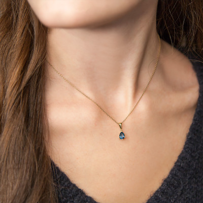 Pendentif Topaze Blue London, Or Jaune - Aurora