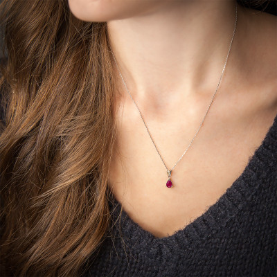 Pendentif Rubis, Or Blanc - Aurora