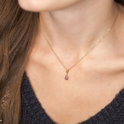 Pendentif Améthyste, Or Jaune - Aurora