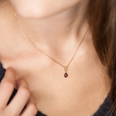 Pendentif Grenat, Or Jaune - Aurora