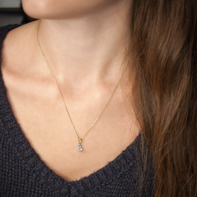 Pendentif Aigue Marine, Or jaune - Aurora