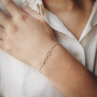 Bracelet Prénom Diamant, Or blanc 375 - Rosatella