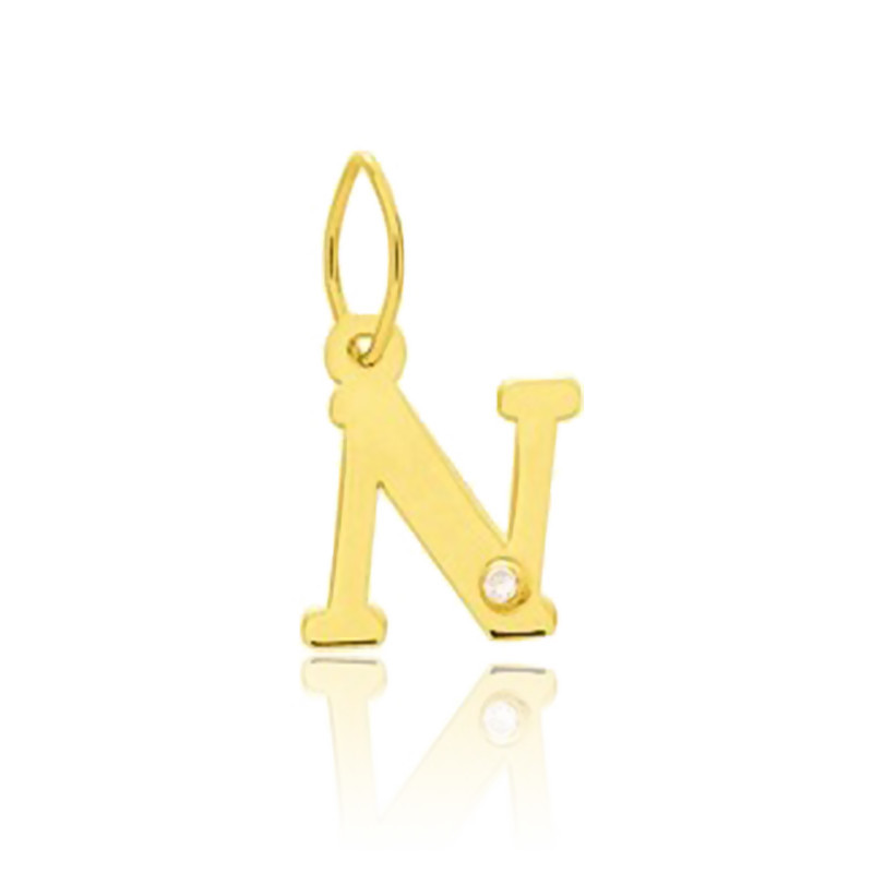Pendente Donna Lettera N In Argento Con Zirconie - Gioiello Elegante - BigBang-Bijoux