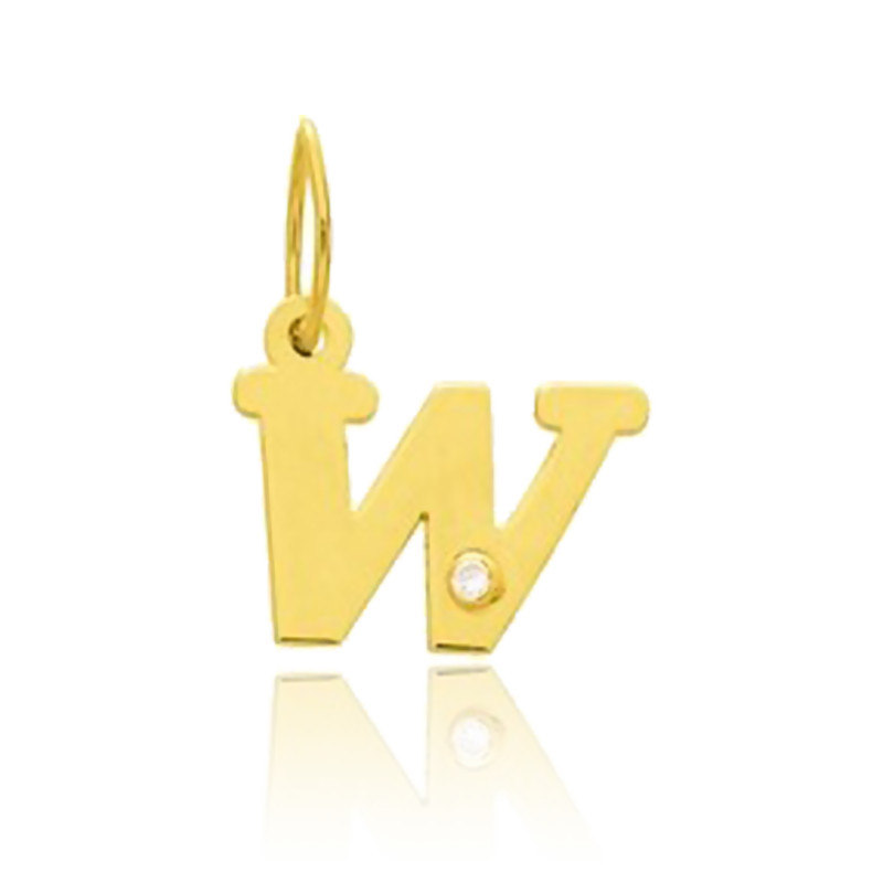 Lettre W - Pendentif en or et perles de culture blanches