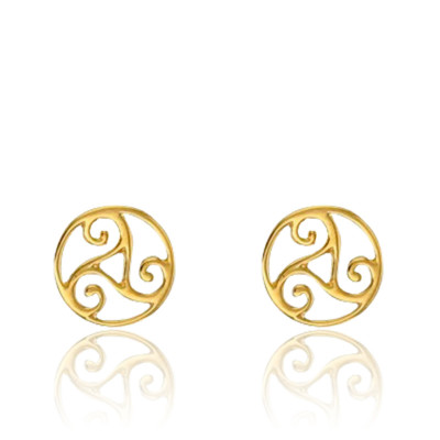 Boucles d'oreilles triskel, Or jaune 750 - Rosatella
