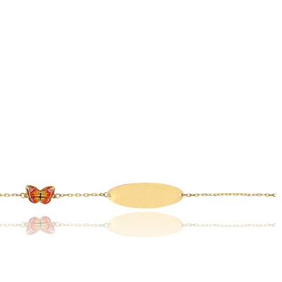 Gourmette bébé Papillon, Or jaune 750 et émail, 13 à 15cm - Bambins