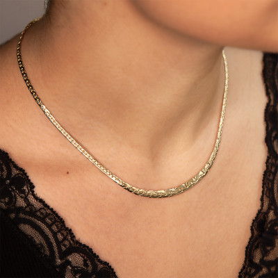 Chaine Chute Maille Haricot, Or jaune 750, 50 cm - Manillon
