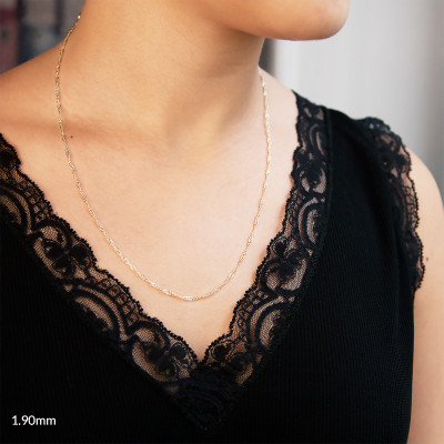 Chaîne Singapour, Or jaune 750, 55 cm - Manillon