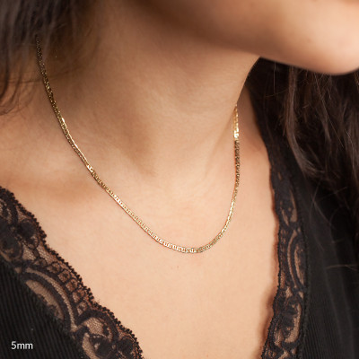 Chaîne Marine Plate, Or jaune 750, 50 cm - Manillon