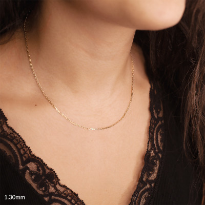 Chaîne Marine Plate, Or jaune 750, 70 cm - Manillon