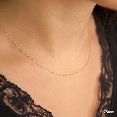 Chaîne maille forçat diamantée 45 cm, Or jaune 750 - Manillon