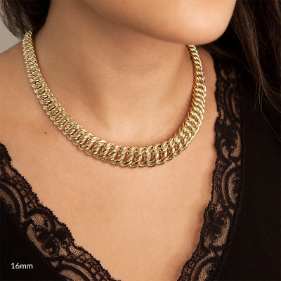 Chaine Chute Maille Américaine Creuse, Or jaune 750, 50 cm - Manillon