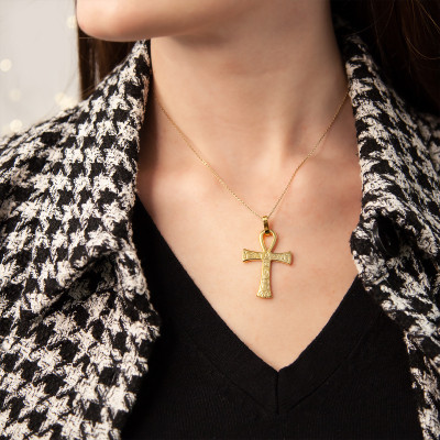 Pendentif Croix de Vie, Or Jaune, 36x25mm - Vandona