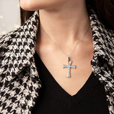 Pendentif Croix de Vie, Argent 925, 36x25mm - Vandona