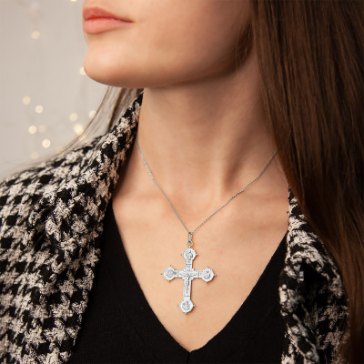 Pendentif Croix Arlésienne, Argent 925, 54x42mm - Vandona