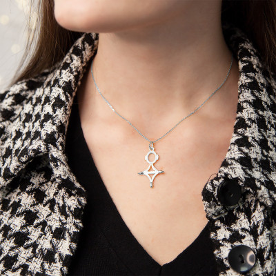 Pendentif Croix D'Agadez, Argent 925, 32x21mm - Vandona