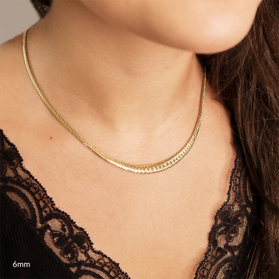 Chaine en chute Maille Anglaise, Or jaune 750, 42 cm - Manillon