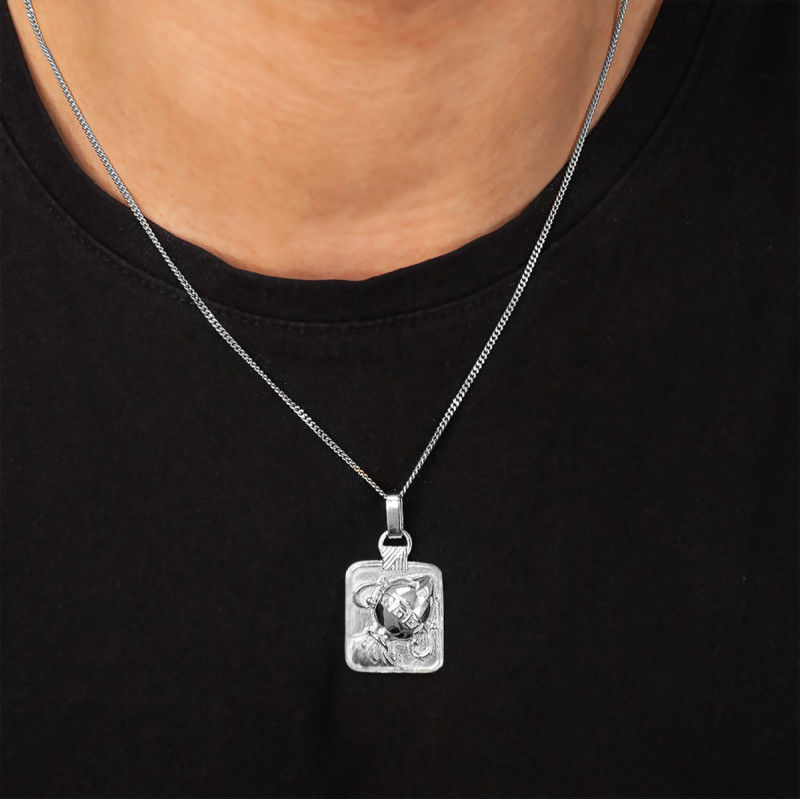 Pendentif Zodiac Verseau En Argent 925 Massif Avec Chaîne 50cm - Gravure Personnalisable