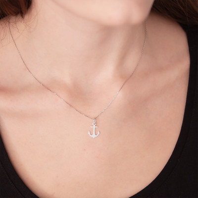 Pendentif Ancre Marine, Or Blanc - Vandona
