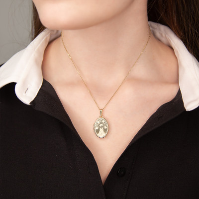 Pendentif photo Arbre de vie ancien, Or jaune 375, 22.70x16.30mm - Emanessence