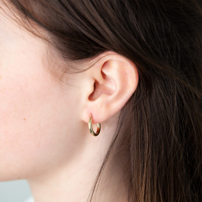 Boucles d'oreilles Créoles fil rond 2,50 mm, 10 mm Or jaune 750 - Emanessence