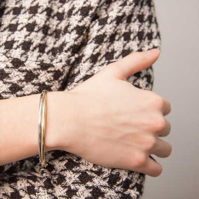 Bracelet Jonc Fil Rond Creux, 2 Ors 750 - Emanessence