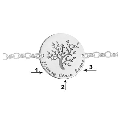 Bracelet Forçat marine, Arbre de vie gravable, Or blanc - Lumiosa