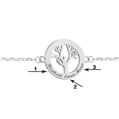 Bracelet forçat marine, Arbre de vie ajouré gravable, Argent - Lumiosa