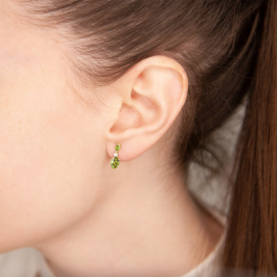 Boucles d'oreilles Péridot, Diamants & Or Jaune - Aurora