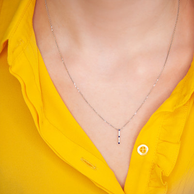 Pendentif Or blanc 375 & Saphir - Aurora