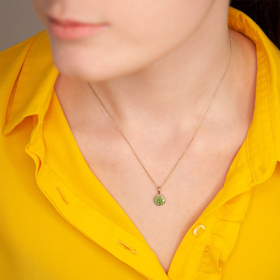 Pendentif Rond, Péridot & Or Jaune - Aurora