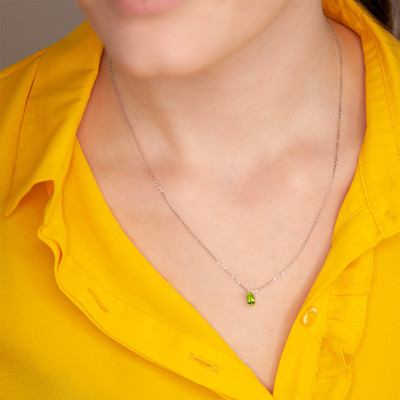 Collier Or Blanc & Péridot 0.52ct - Aurora