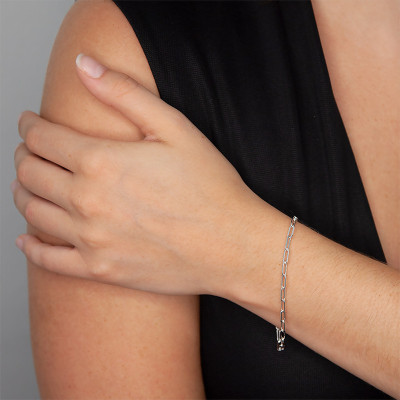 Bracelet Chaîne Maille Rectangle, 18cm, Argent 925 - Manillon