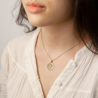 Médaille Arbre de vie personnalisée, Or jaune, 21mm - Lumiosa