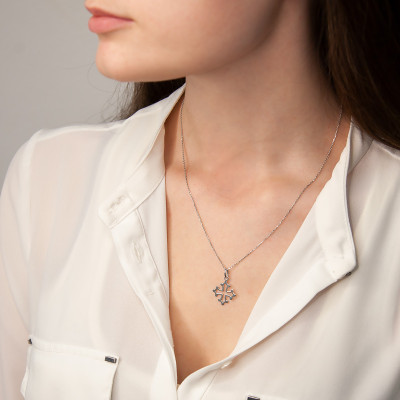 Croix Occitane, Or blanc, 20x17mm - Emanessence