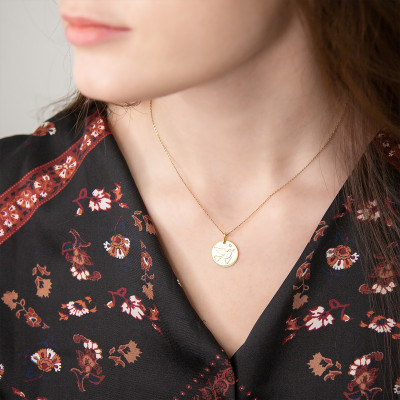 Médaille Colombe, Or Jaune & Diamant 0,011ct, 16mm - Rosatella