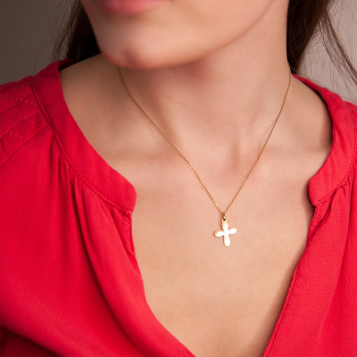 Pendentif Croix de Baptême, Or Jaune, 17.90x14.50mm - Rosatella