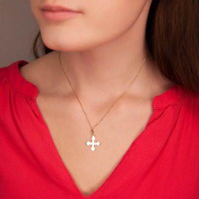 Pendentif Croix Bords Tréflés, Or Jaune, 18.1x21mm - Rosatella