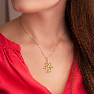 Pendentif Main de Fatma Ajouré, Or Jaune, 25,38x21 mm - Rosatella