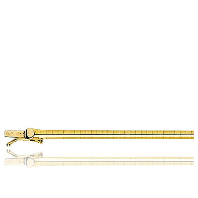 Chaîne Omega Bombée Creuse, Or jaune 750, 45 cm - Manillon