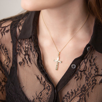 Croix Crucifix Creux, Or jaune 750, 19x37,20mm - Vandona