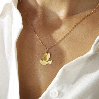 Pendentif Colombe Découpe, Or jaune 750 - Augis