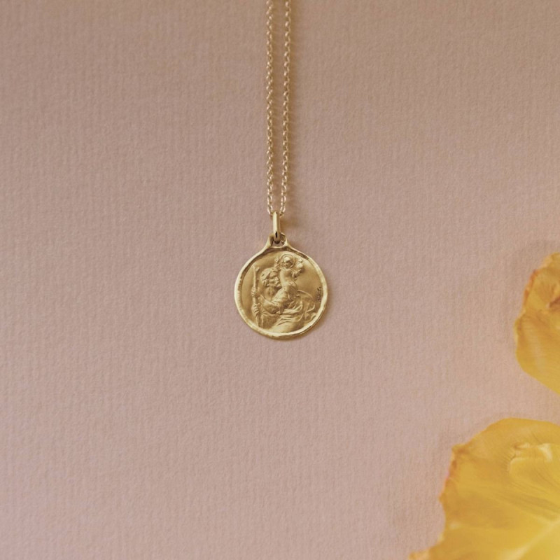 Médaille Saint Christophe 21mm or jaune 750 Augis