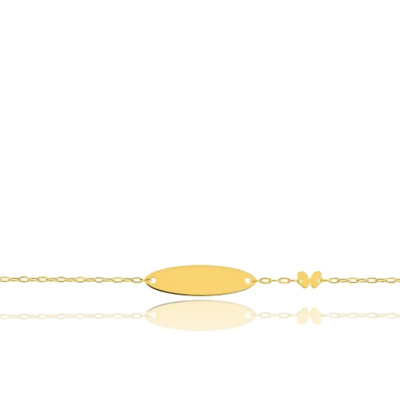 Gourmette Bébé Papillon, Or jaune 750, 12 à 14cm - Bambins